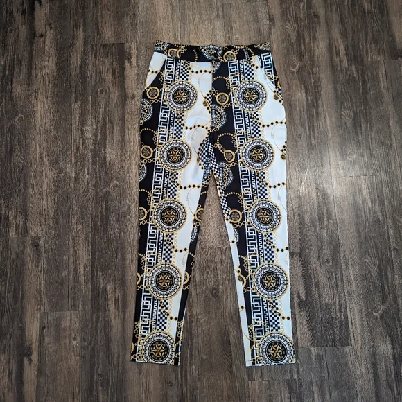 Unisex sz. M funky print black/white pants - Picture 7 of 9